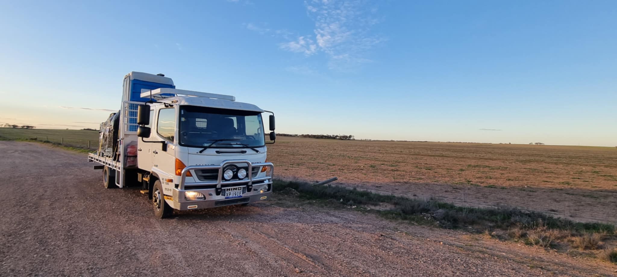 Hino 500 FD hotshot truck somewhere in Aussie outback